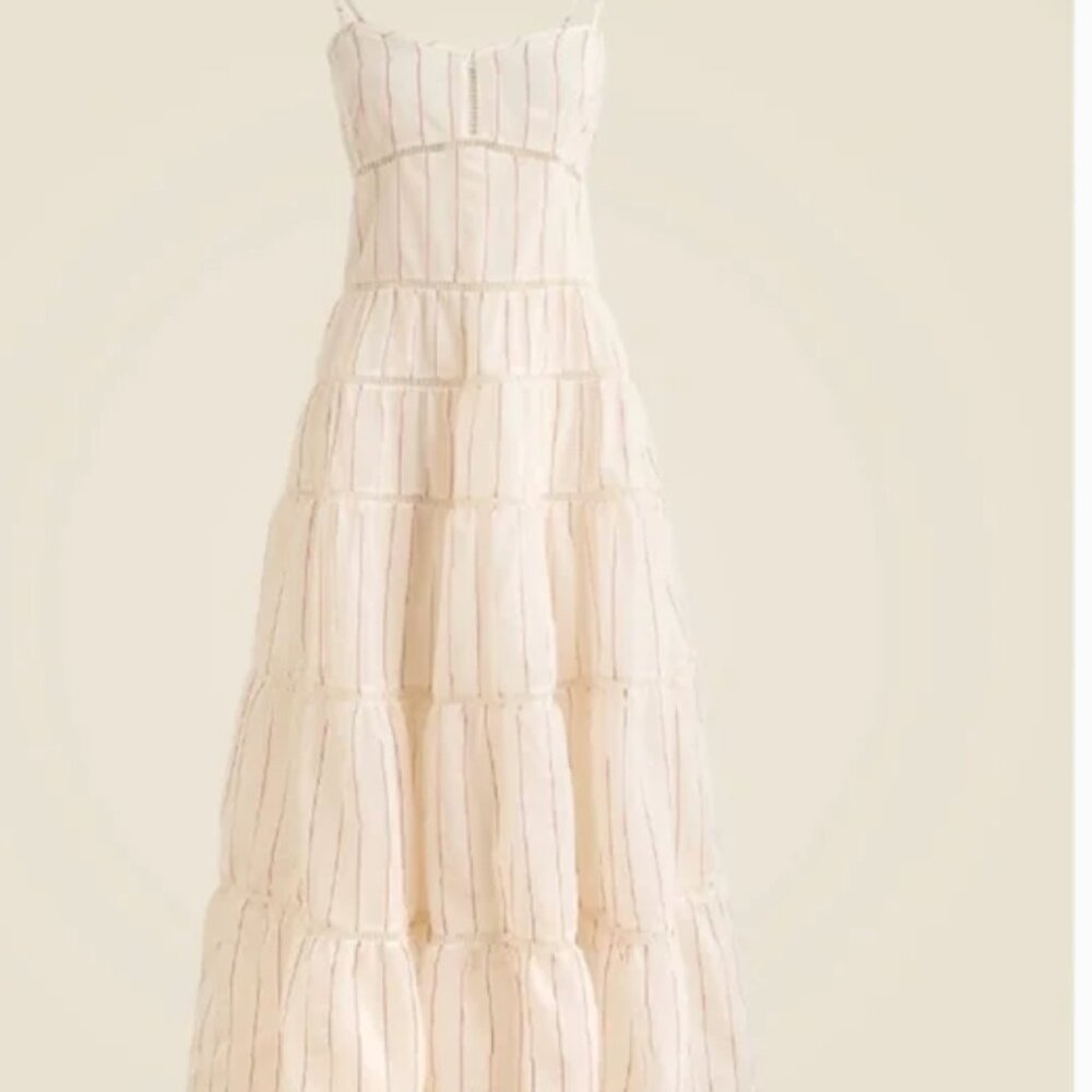 J Crew Tiered slip dress in dobby satin - NWT